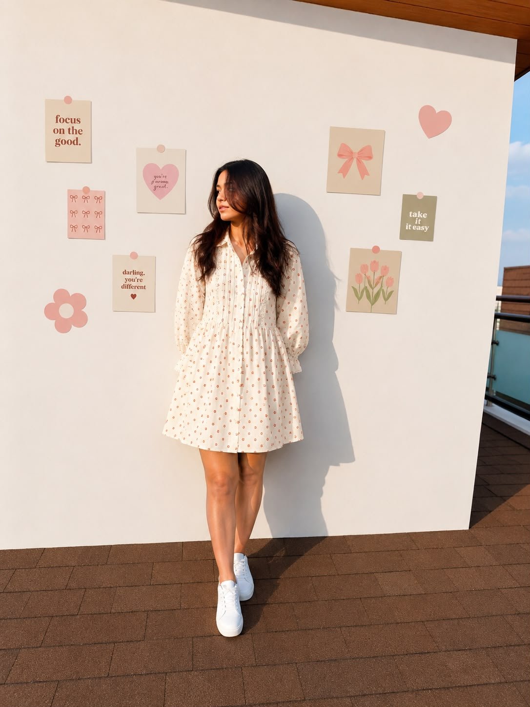 Pintucked shirt dress detail